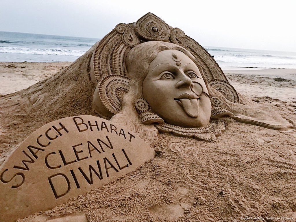 Sand Artist Sudarsan Pattnaik wishes everyone a HappyDiwali with a sand
