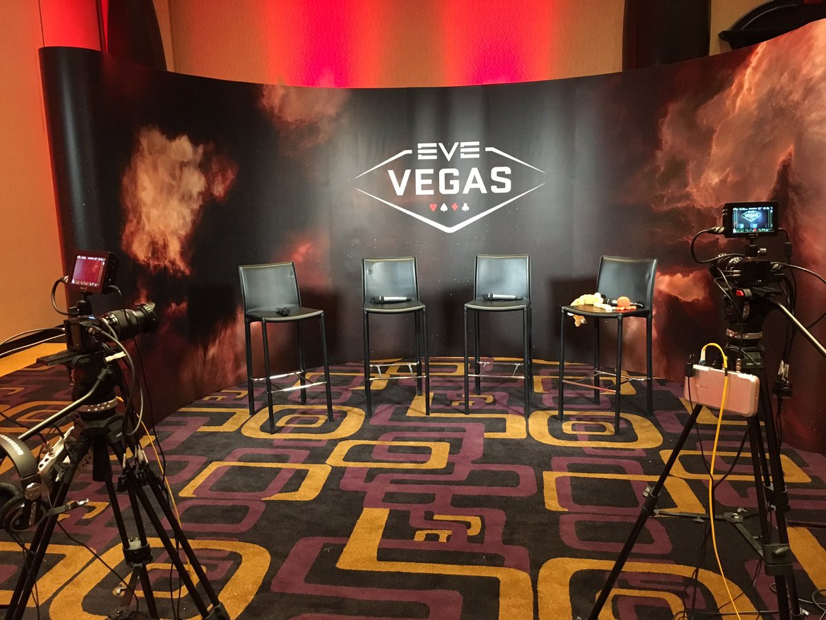 K162space's tweet image. Downtime on the Twitch set #EVEVegas
