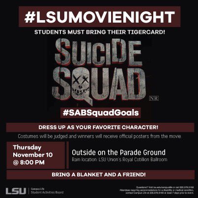 t_marieeeeee's tweet photo. This Thursday #LSUOpenMic
Next Thursday #LSUMovieNight https://t.co/sRcAHHfs0p