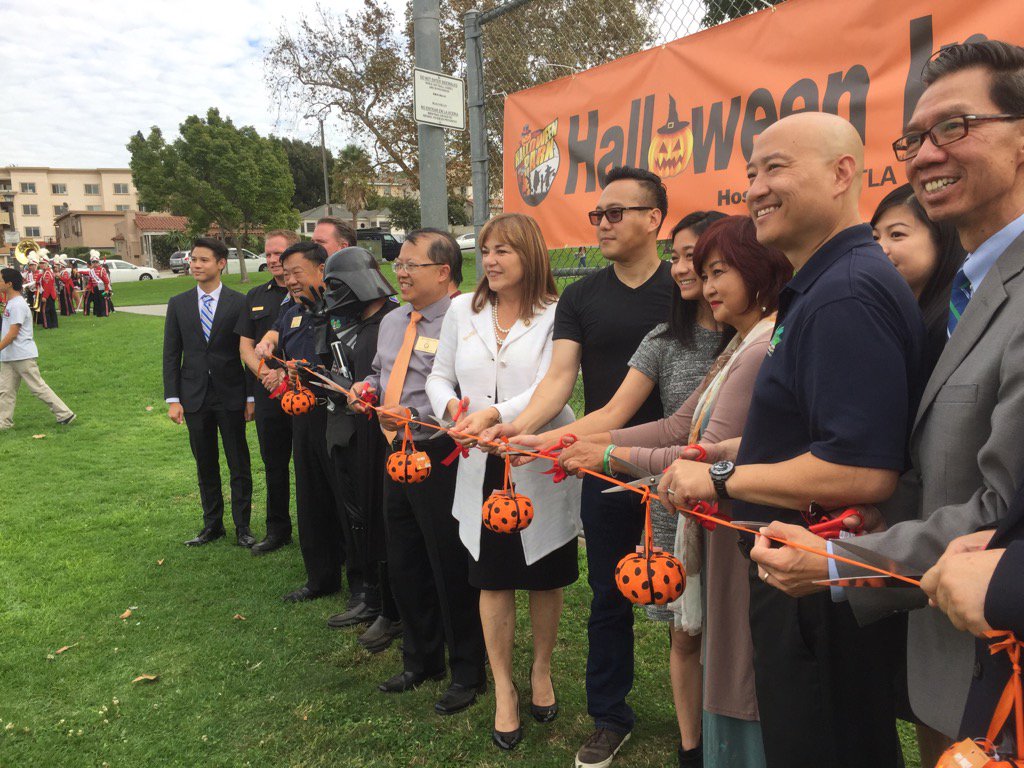 Sanchez attends her second ribbon cutting of the day, this time for Halloween in the Park in Monterey Park. (Phil Willon / Los Angeles Times) Sanchez attends her second ribbon cutting of the day, this time for Halloween in the Park in Monterey Park. (Phil Willon / Los Angeles Times)