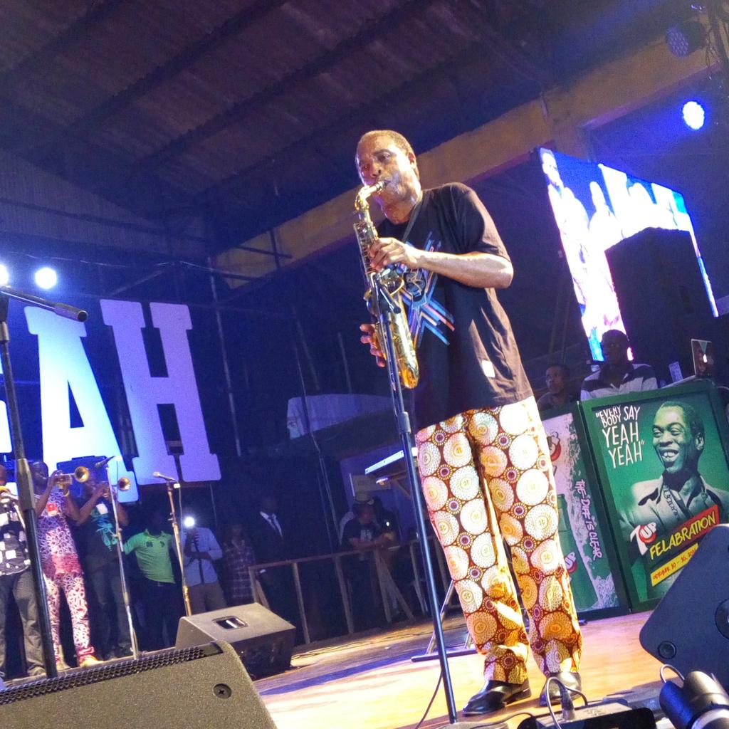 FelabrationNG's tweet photo. The king 🎷#Femikuti #Felabration2016 #felabrationmemories #sayyeahyeah https://t.co/vHqXt7jZ7U