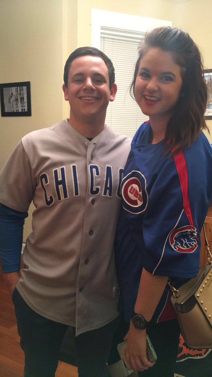 GerronJordan's tweet photo. Found another #STL house divided in Chicago! Cameron a die-hard @cubs fan and Colleen a die-hard @cardinals fan. #WorldSeries @FOX2now https://t.co/wDFBJBxF6C
