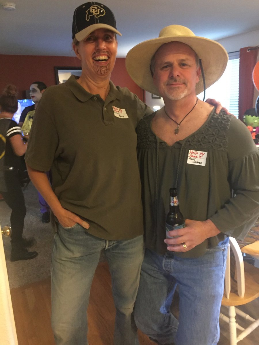 EmmyWestbrook5's tweet photo. My parents went to my little cousin's birthday costume party as each other. 😂🙄 https://t.co/oeZNsP6Ojl