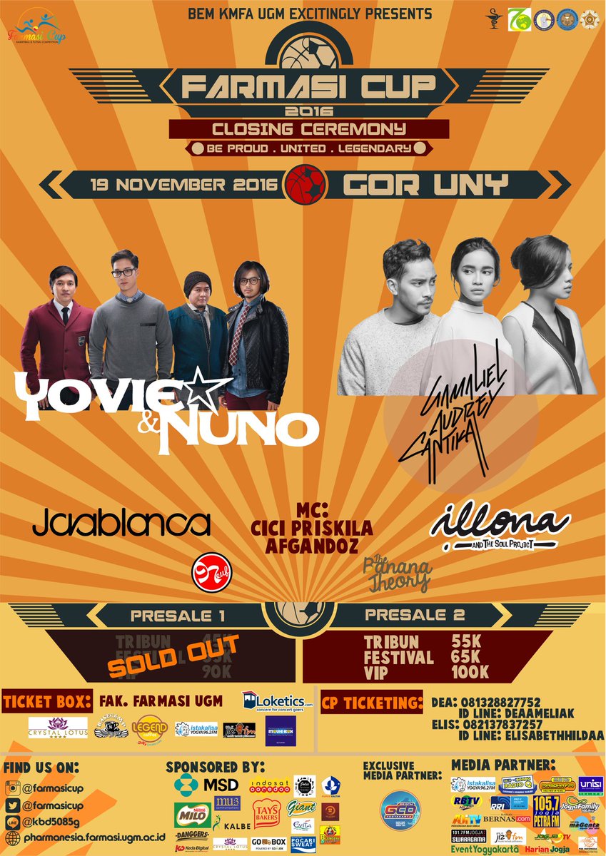CLOSING CEREMONY FARMASI CUP
19 November GOR UNY
@RadioQJogja <a href="/petrafm/">105.7 FM PETRA RADIO</a> <a href="/masdhafm/">Masdha FM</a> <a href="/swaragamafm/">SWARAGAMA 101.7 FM</a> <a href="/jogjafamilyfm/">JogjaFamily 100.2 FM</a>