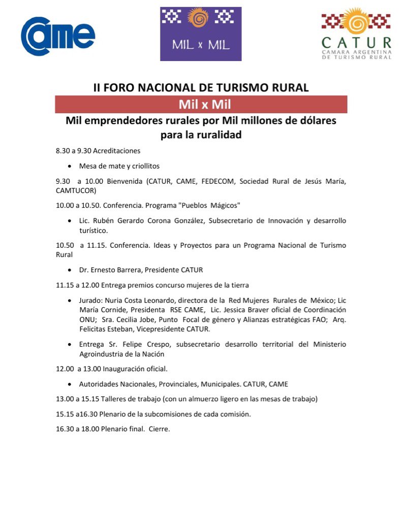 Ayúdanos a difundir #MilxMil II Foro Nacional de Turismo Rural. Es gratuito
