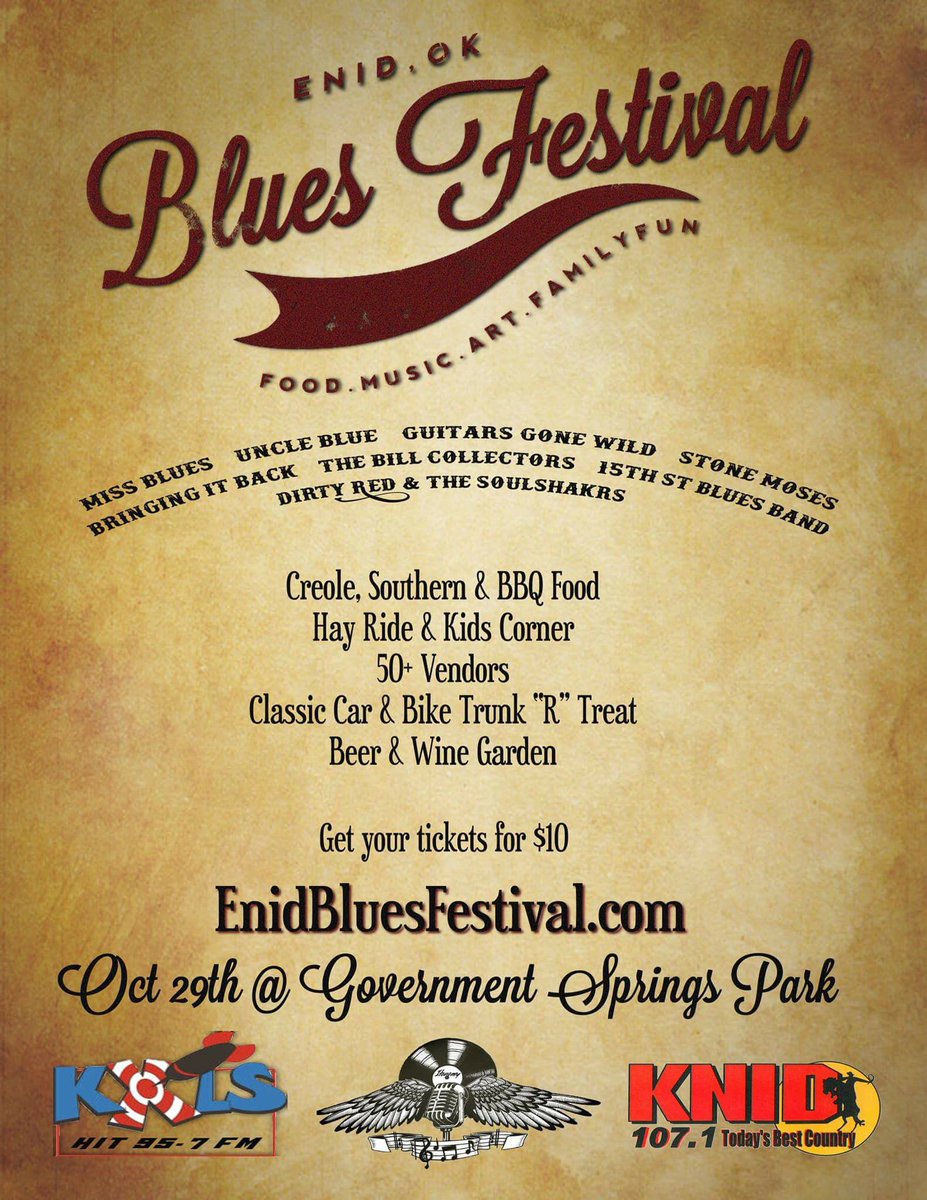 ty_rex21's tweet photo. Get your tickets today at
https://t.co/Zxbd60N5je
Or ask us for tickets
$10 each, $15 at the gate
#EnidBluesFestival https://t.co/j3YHz5cYO6
