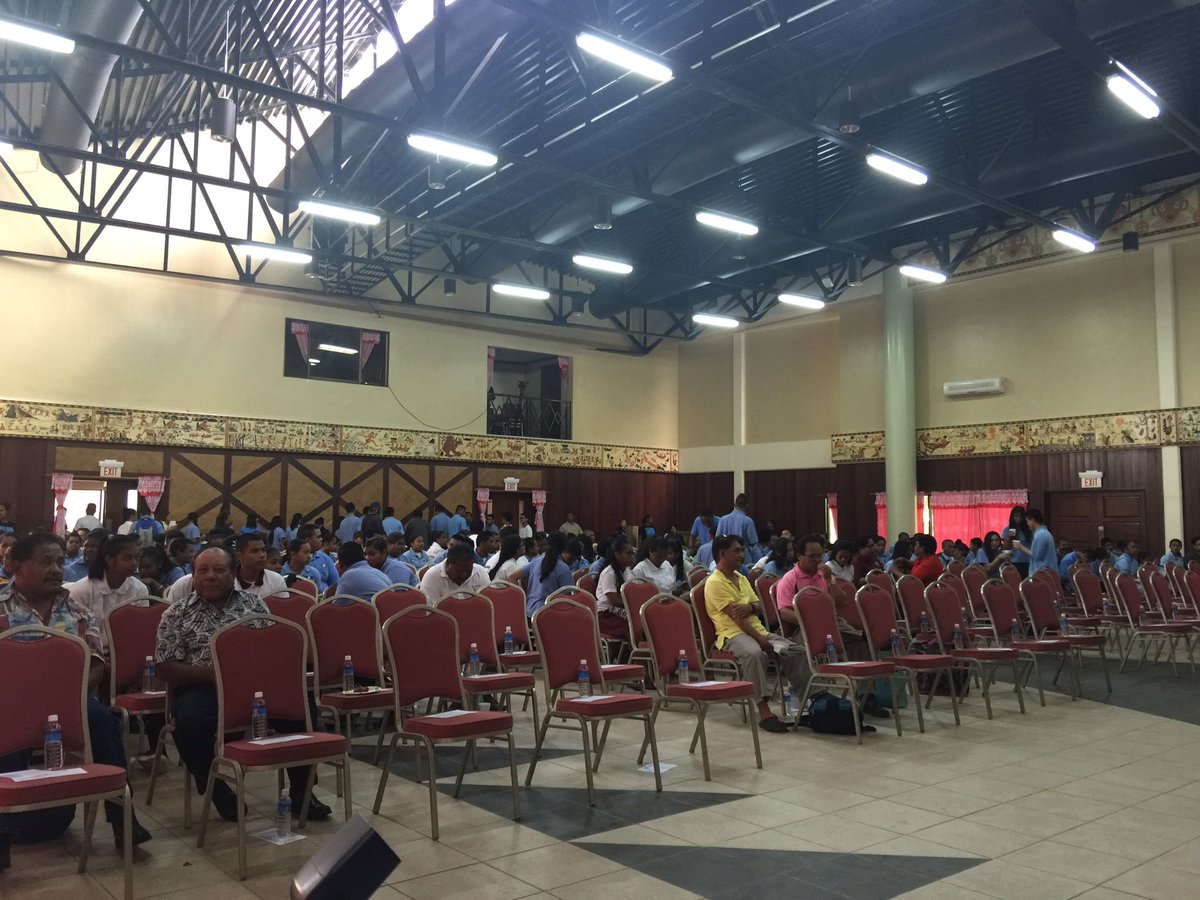 Souang's tweet photo. @PalauNMS #PalauOceanWeek2016 program getting geared up at #NgarachamayongCulturalCenter for #Mindszenty #Emmaus #PHS https://t.co/8zDK4Tz4CY