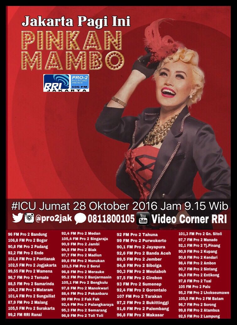 ICU ada <a href="/PinkanMamboLA/">Pinkan Mambo</a> 9.15 live pro 2 Network #ICUPro2FM_PinkanMambo cc <a href="/SonyMusicID/">Sony Music Indonesia</a>
