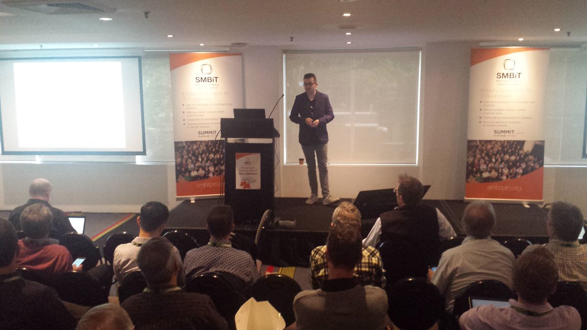 SMBITProANZ's tweet photo. Kieren Murphy is now presenting "How to fix your breakfit IT service business" at #SMBIT2016. Check the agenda on https://t.co/bQmcGZ5ZVX https://t.co/hVmBmNAR9s