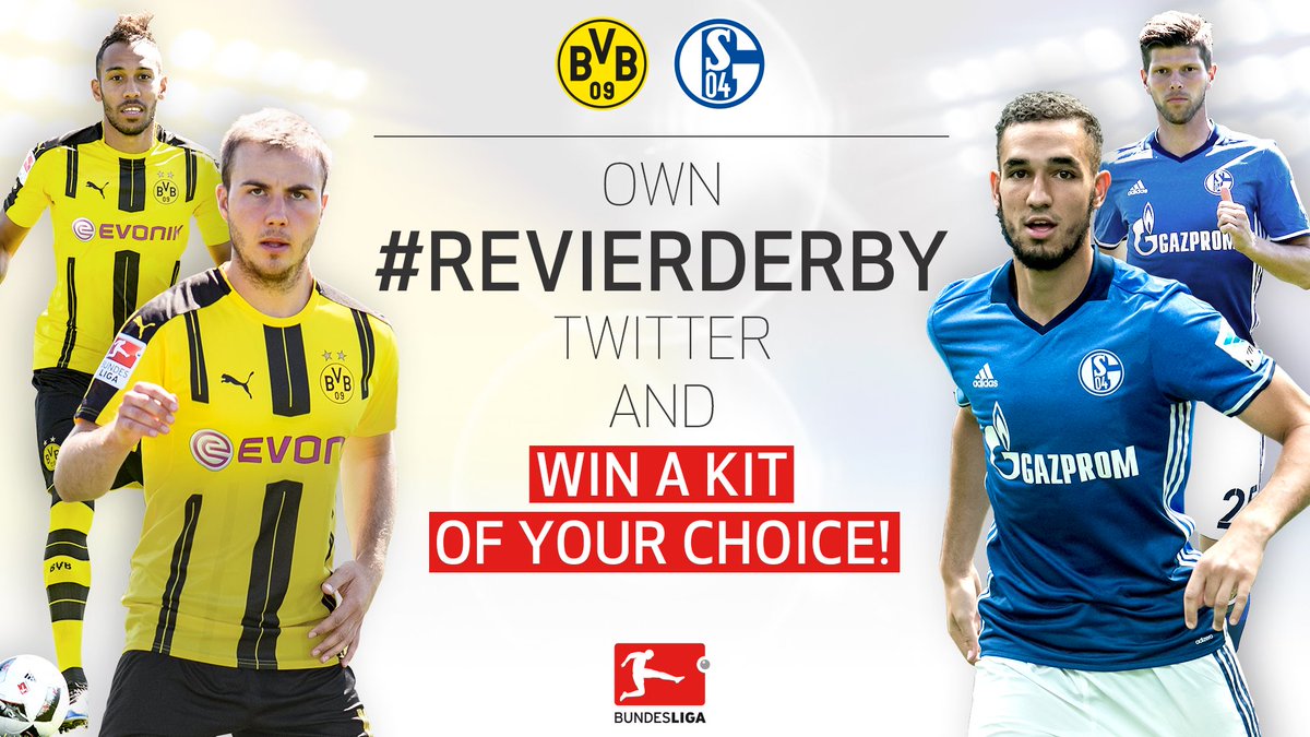👂 up <a href="/BVB/">Borussia Dortmund</a> &amp; <a href="/s04_en/">FC Schalke 04</a> fans! Rule the #Revierderby on <a href="/twitter/">Twitter</a> &amp; be in with a shot of winning a 👕! Just click👉 bndsl.ga/euZI6 #BVBS04