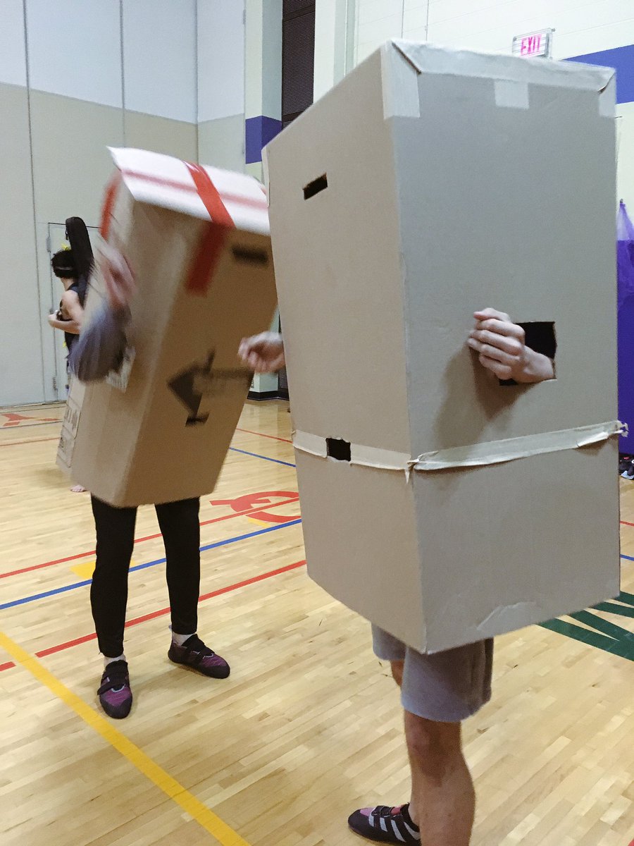 olfeltsh's tweet photo. How are these two boxes going to climb the wall? Come and see for yourself!! #uwec #BoxClimbers #CostumeClimb https://t.co/Z1oWwzhXlp