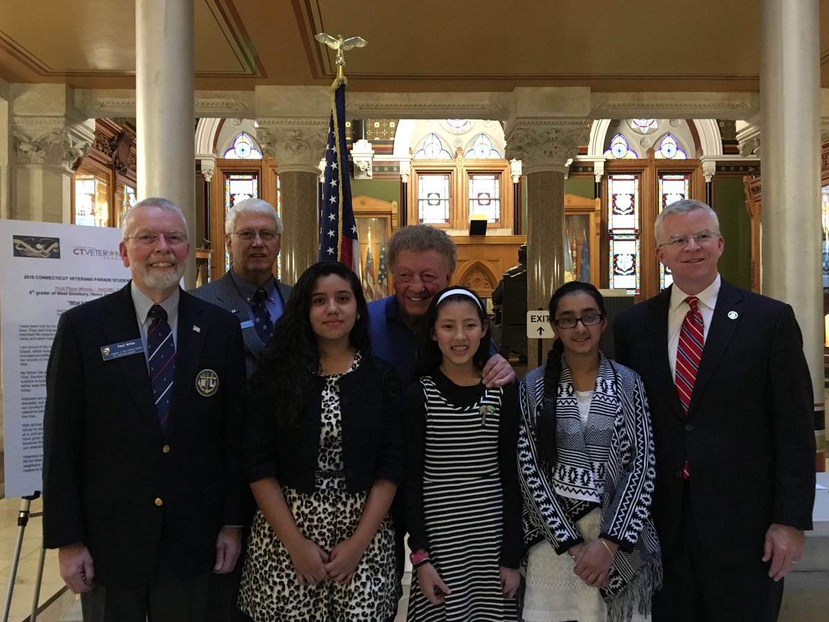 CTVetsParade's tweet photo. Congrats to 3 top winners of our 2016 Student Essay Contest. 1st place is  8th grader Rachel Coppinger who will ride in 11/6 parade in Htfd! https://t.co/svakZjx7li