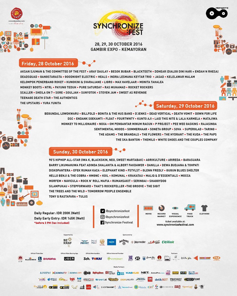 Hari ini #SynchronizeFest ! <a href="/SynchronizeFest/">Synchronize Festival</a> @demajors_info <a href="/DyandraPromo/">Dyandra Promosindo</a>