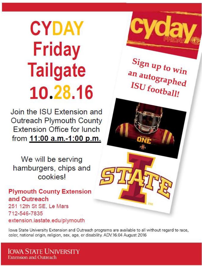 ISUExtPlymouth's tweet photo. We hope to see you tomorrow! #cydayfriday #strongiowa #LeaveYourLegacy #CycloneATH https://t.co/lFYzkRnC7Q