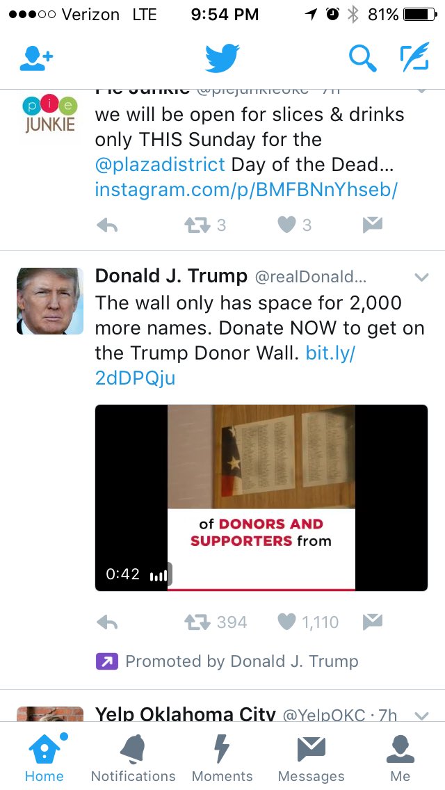 mikik22dance's tweet photo. I was like, "wait, what?! When did I start following Trump?! What?!" #noidontfollow #promoted #scaredme #trump https://t.co/RVje2voyCH
