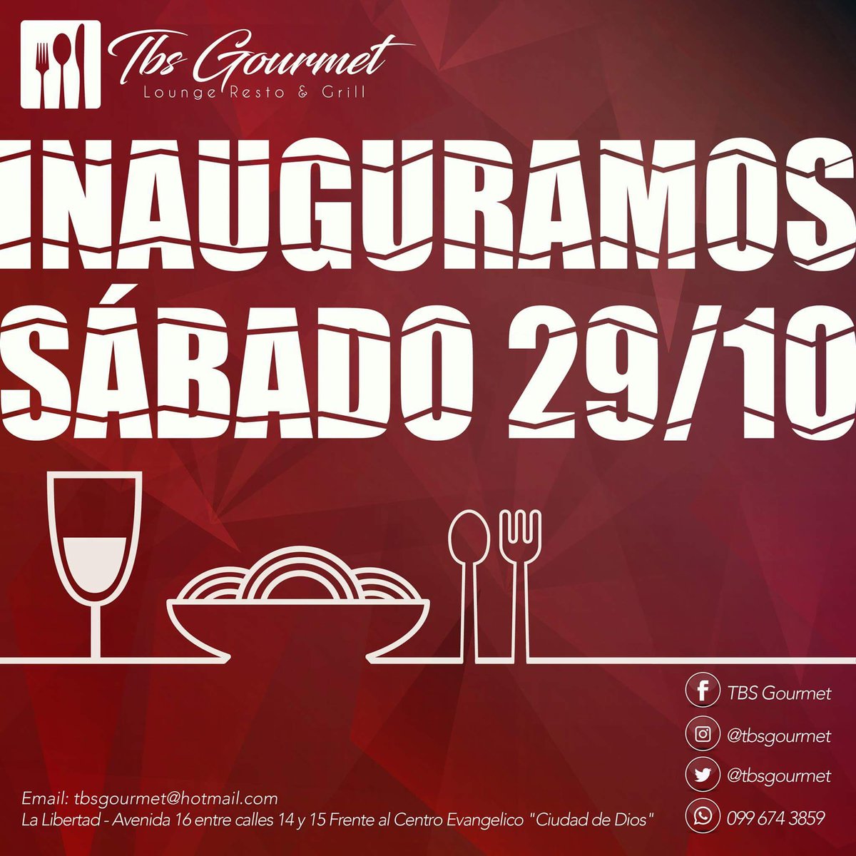 tbsgourmet's tweet photo. Este sábado, ven y disfruta de una excelente gastronomía de 18H00 a 02H00

-Síguenos #TBSGourmet

® #CommunityManager #Diseño @jotuven https://t.co/mODgK0GPLH