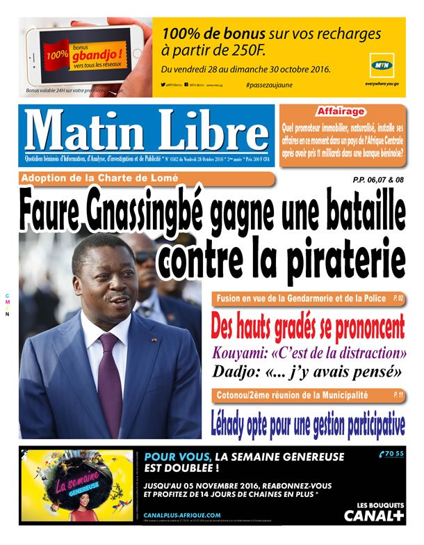 Découvrez la Une de l'édition Matin Libre du Vendredi 28 Octobre 2016 goo.gl/6YeqKu