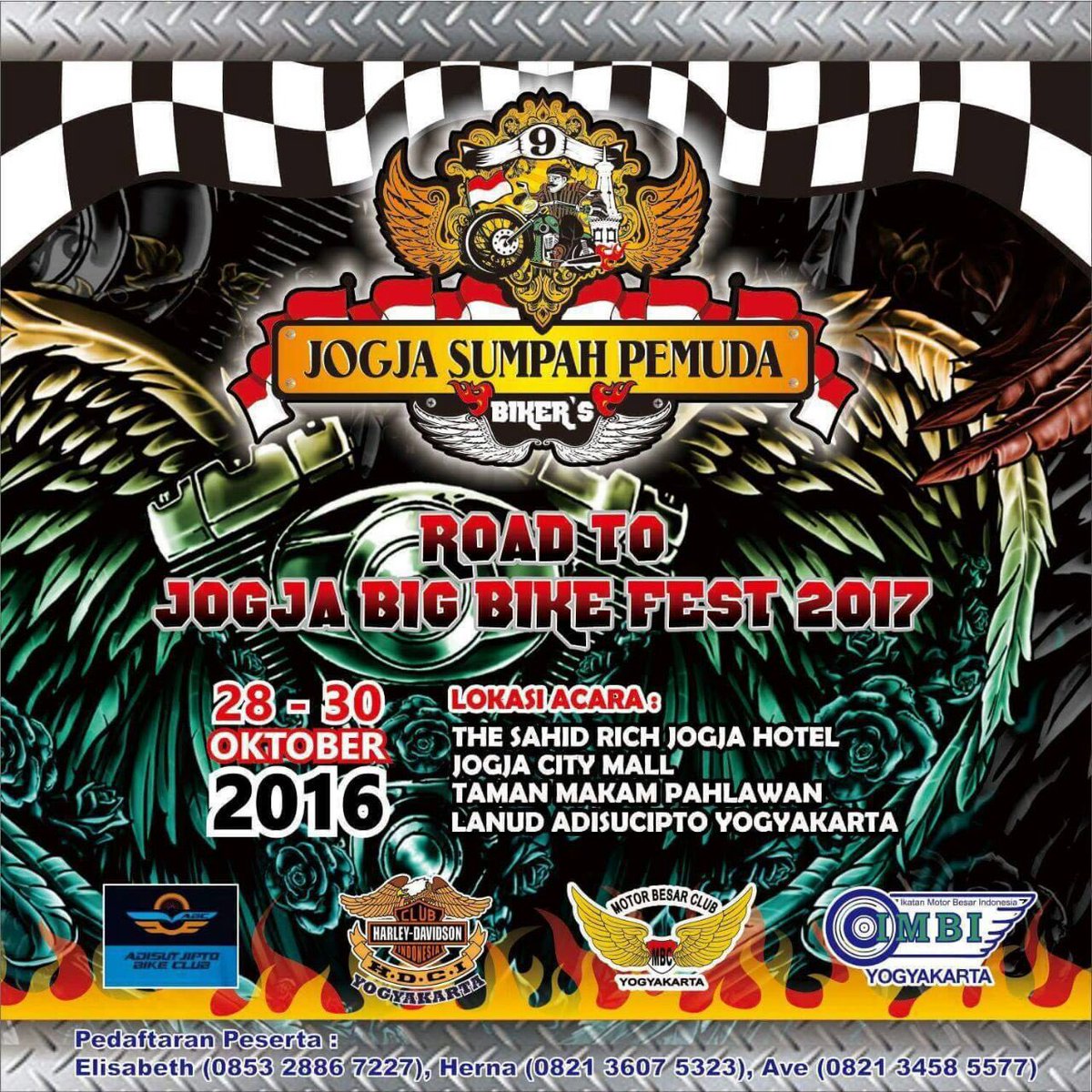 BerandaJogja's tweet photo. 28-30/10/16 Jogja Sumpah Pemuda 2016 | @SahidRich , @Jogjacitymall , Taman Makam Pahlawan Kusumanegara & Lanud Adisutjipto #JSP2016 #JSP9 https://t.co/tn5dfPeszW