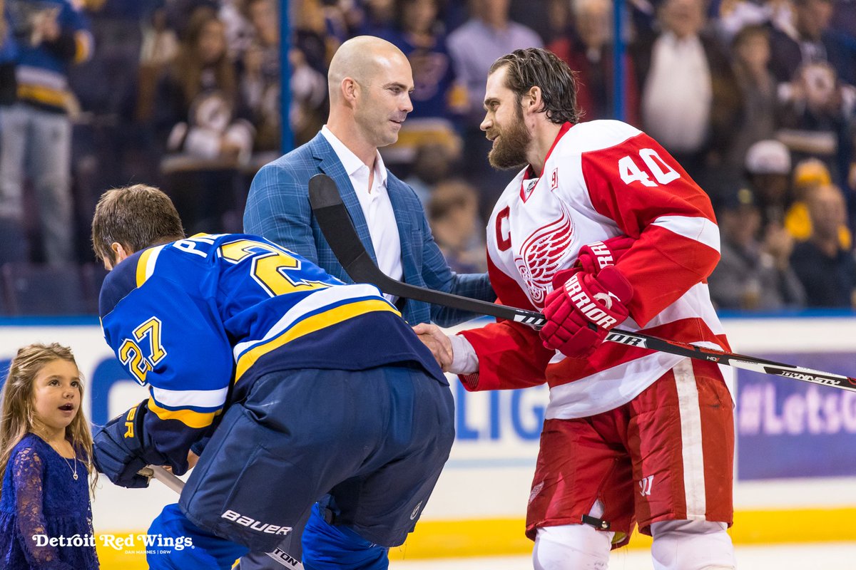 Barret Jackman and Henrik Zetterberg before puck drop. #JaxJaxJax https://t.co/P2M9xn1Oyp