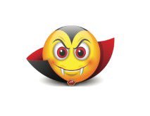 FindMeTeam's tweet photo. Vampire smiley is so cute!Check out more #halloween #stickers from #iEmojis app for #iMessage #apple @AppleNews_world https://t.co/khfWkgXfsy