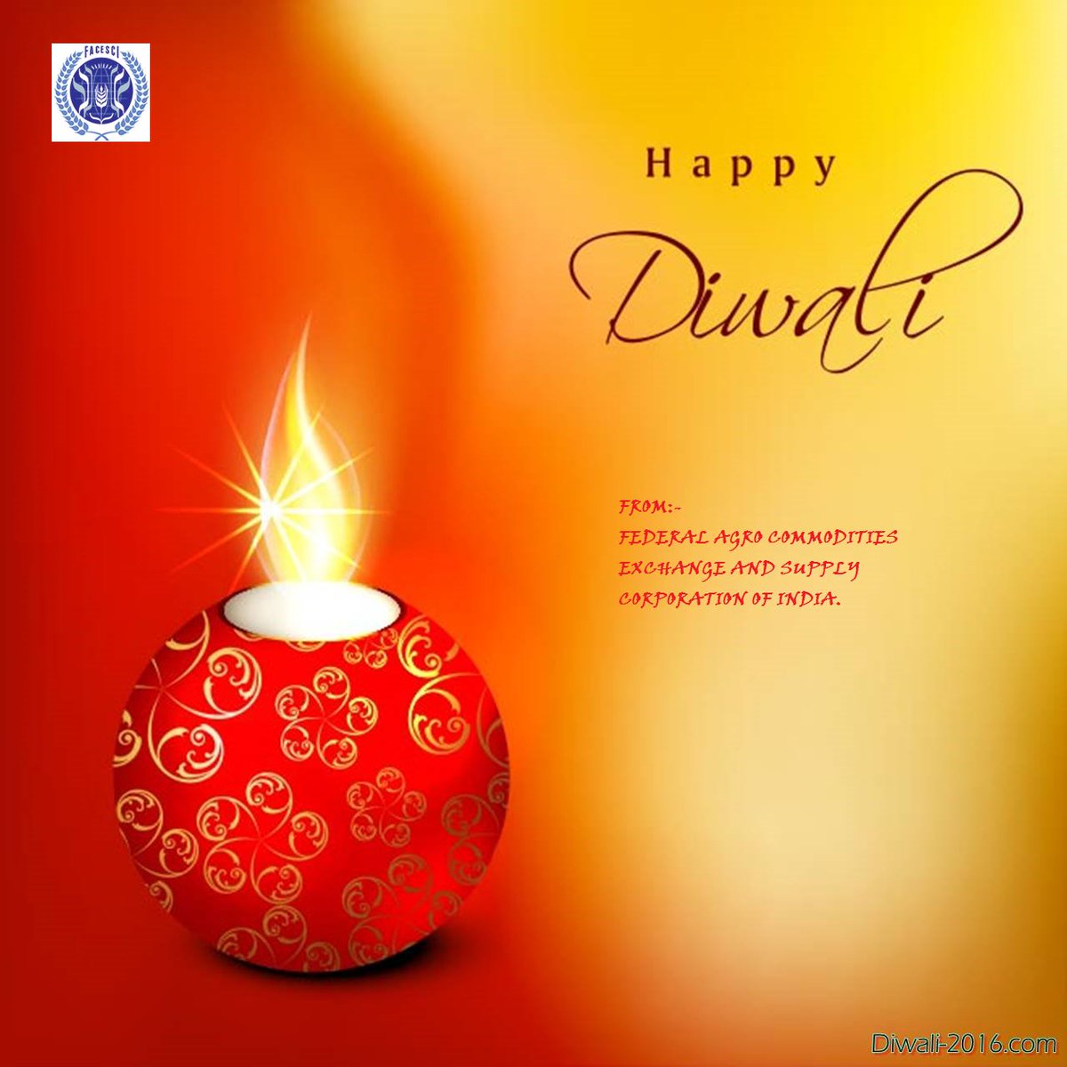 federalagromkt's tweet photo. HAPPY DIWALI! #Diwali #Diwali2016 #Celebrations #Traders16 #RICE #SUGAR #WHEAT #MAIZE #business #agriculture #EXPORTS https://t.co/bgl4H279ze