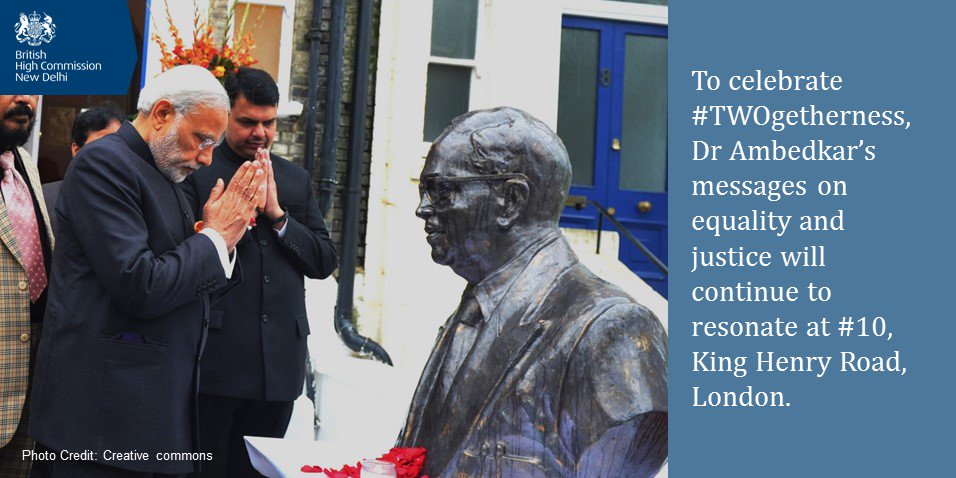 UKinIndia's tweet photo. Celebrating the GREAT legacy of Dr Bhimrao Ramji Ambedkar with @CMOMaharashtra #TWOgetherness https://t.co/GiFHqodi4G