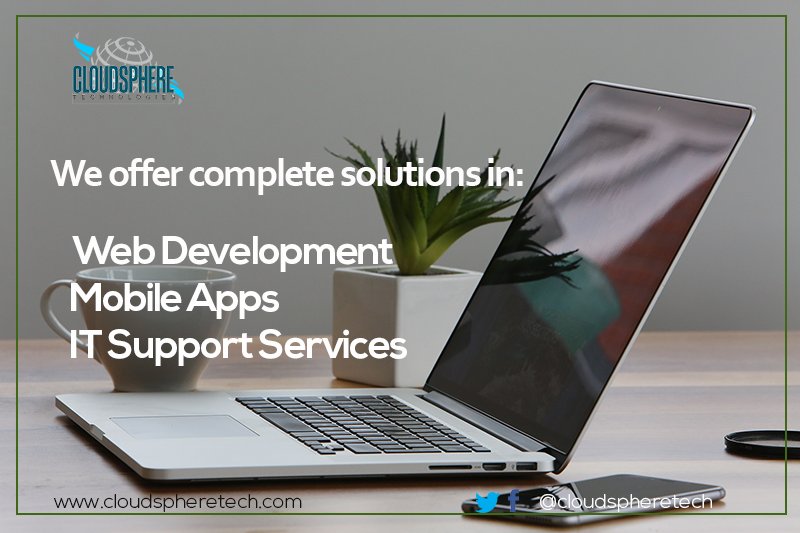 cloudspheretech's tweet photo. #WebDevelopment #Mobile #ITSupport #cloudspheretech https://t.co/9QbZVQ9r0R. DM or mail contact@cloudspheretech.com https://t.co/fXnFncFkbu