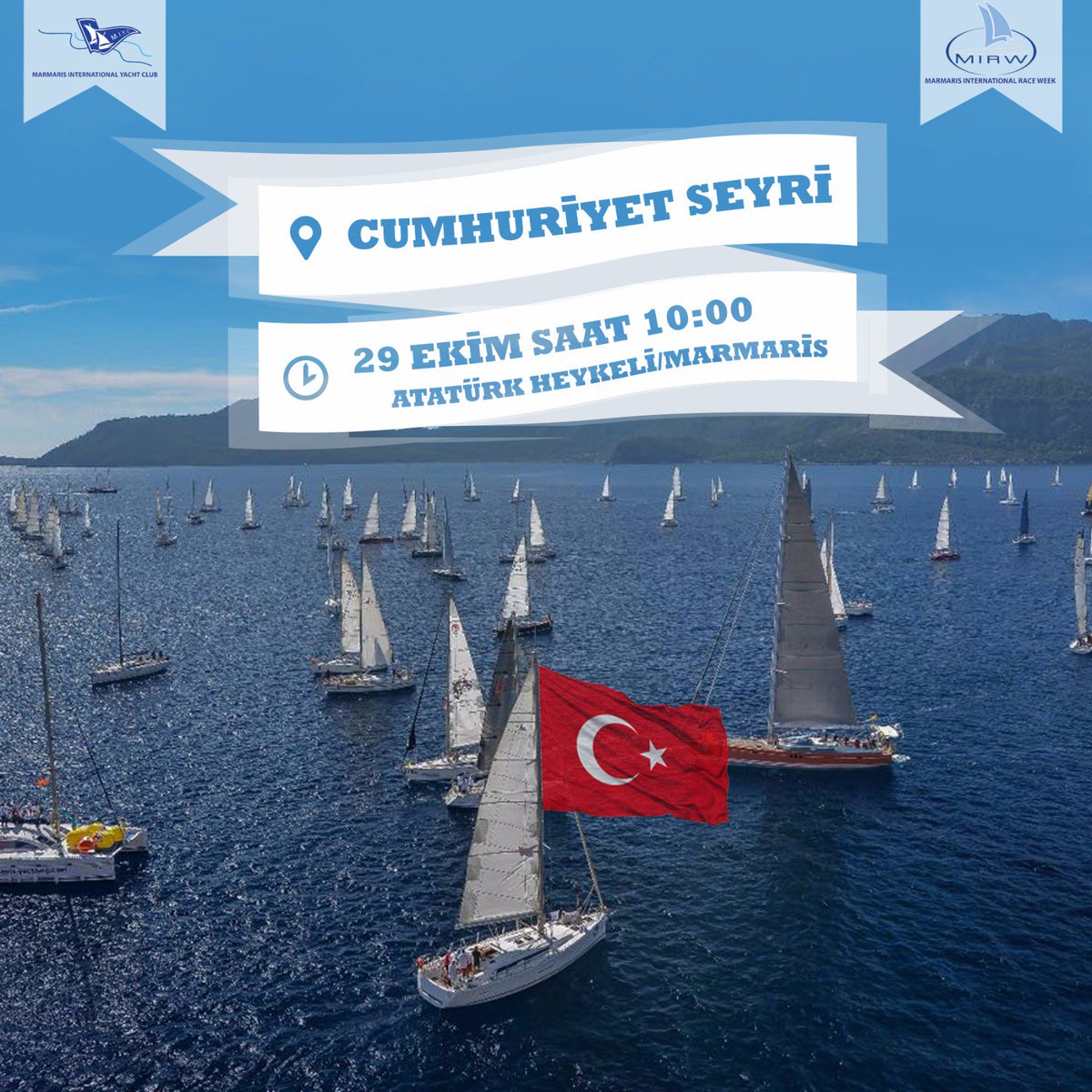 TheRaceWeek's tweet photo. 29 Ekim 2016 saat 10:00'da Atatürk heykeli önünden Miyc Yarış Komite Teknesi eşliğinde Cumhuriyet seyiri yapılacaktır. https://t.co/WLaB8yzOvF