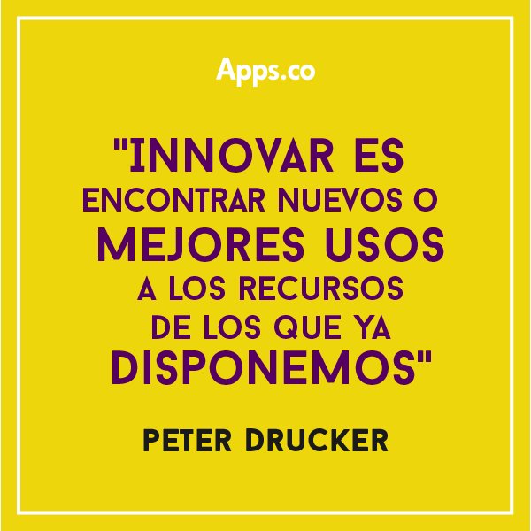 IndustriaDigCol's tweet photo. "Innovar es encontrar nuevos o mejores usos a los recursos de los que ya disponemos" Peter Drucker #FraseDelDía #AppsCo https://t.co/lHUqQ73pBl