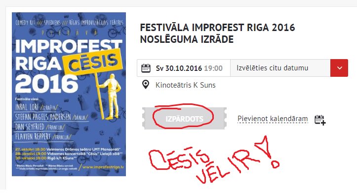 ImproFestRiga's tweet photo. Rīgas izrāde izpārdota!!! Cēsīs uz šī vakara izrādi 19:00 vēl dažas vietas brīvas. Ķer biļetes te: https://t.co/rNG2H8mcQC https://t.co/kXUEuHLRsC