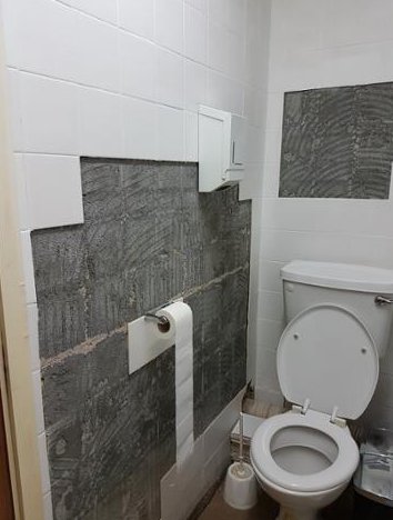 KompleteIntLtd's tweet photo. We've been in Hastings this week. Canteen toilet upgrade >> Hygiene wall cladding and new safety floor. #Refurbishment #CommercialRefurb https://t.co/06KGQm8E1v