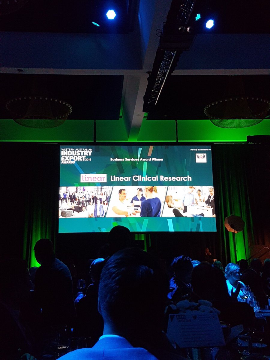 LinearClinical's tweet image. Proud winner of WA&apos;s Business Services Award!! #waea2016 #waexportawards #linearclinicalresearch #clinicaltrials