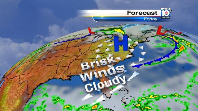 Clouds over #SouthFlorida will keep temps in low 80s today. Also, expect brisk winds & passing showers. #flwx https://t.co/LGvLuHfUp4