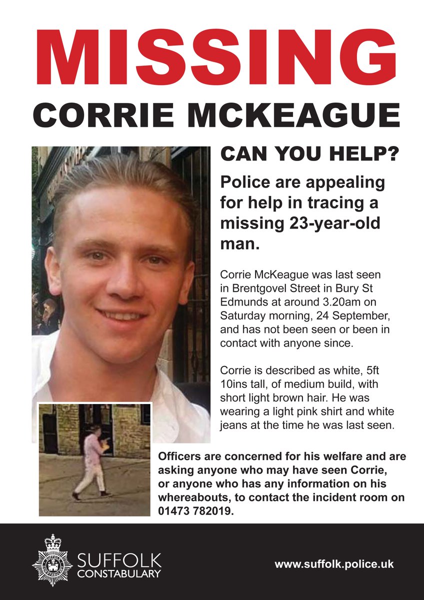 On 24th September, an RAF serviceman disappeared from Bury St Edmunds, just 15 miles away from Newmarket. Let's help #findcorrie