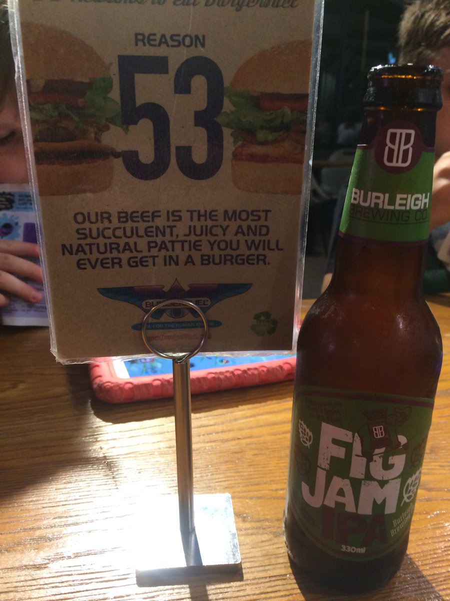 When in QLD on hols and you find a great little burger joint serving the local brews. Winning!! <a href="/burleighbrewing/">Burleigh Brewing</a> Fig Jam IPA
