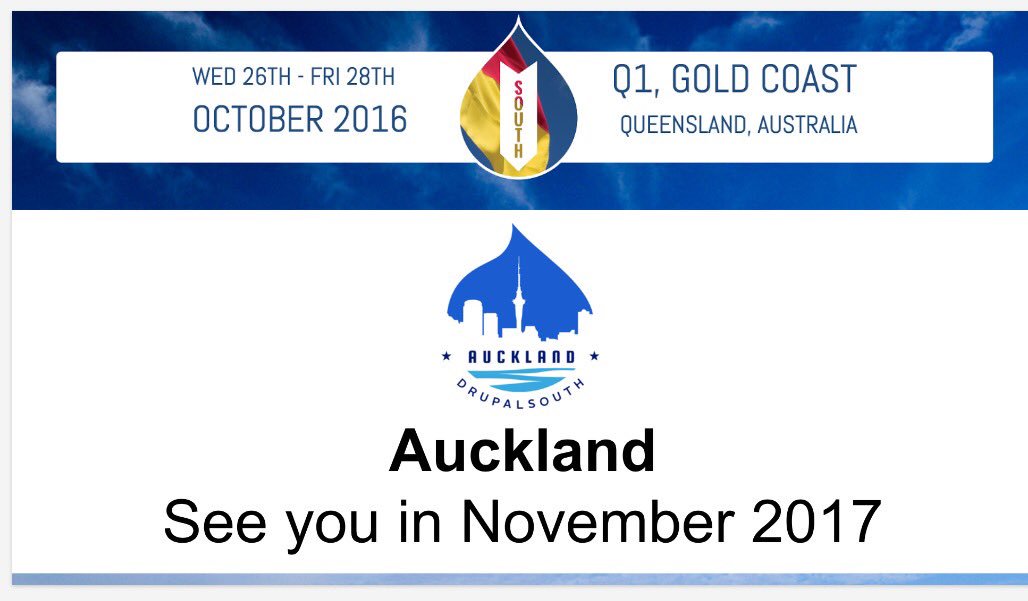 And next year #DrupalSouth is heading to #Auckland! See you in November 2017