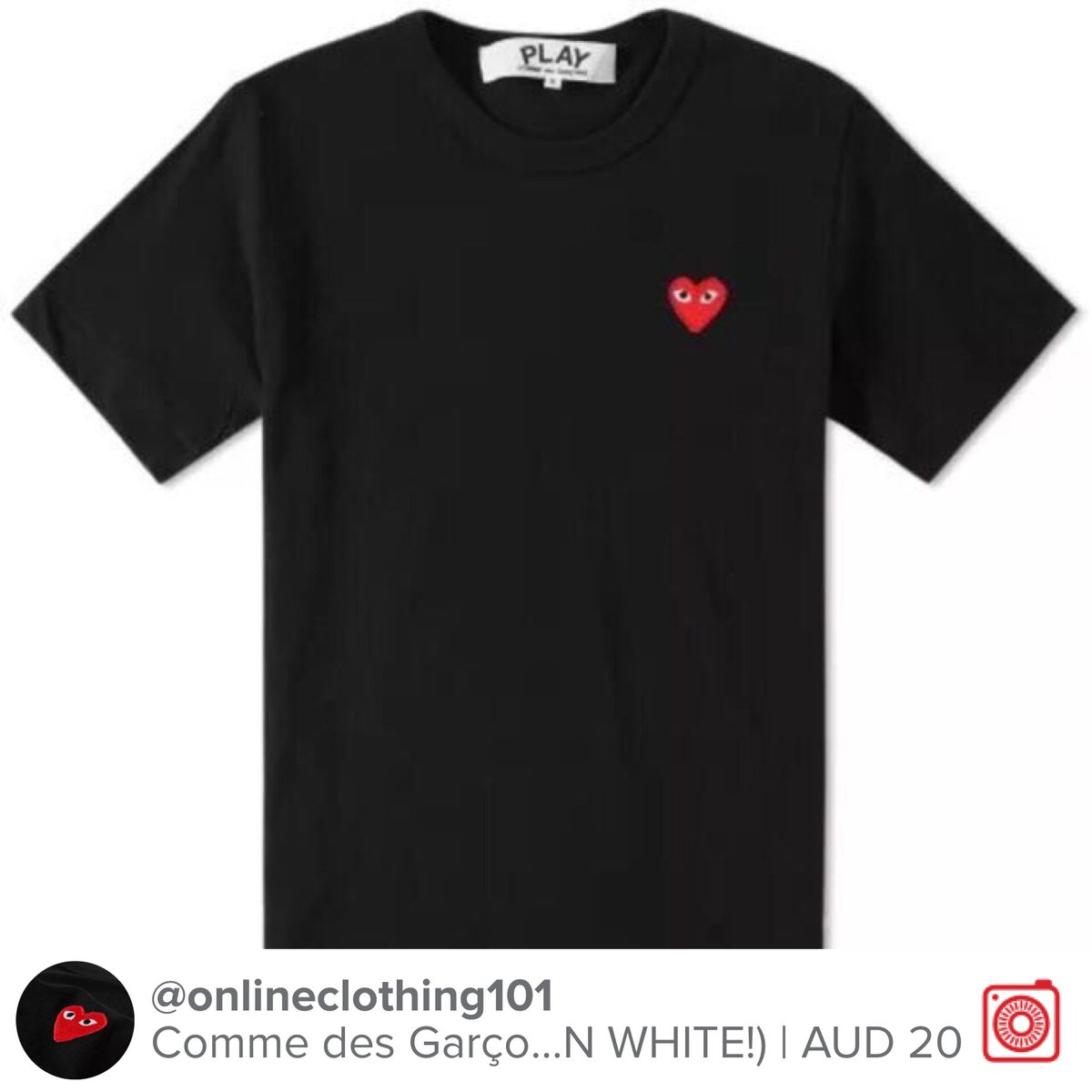 PopularVibes_'s tweet photo. Selling Comme des Garçons Play T-Shirt (MENS) (SMALL-XXL)... AUD 20 https://t.co/1UZIGXblT7 #carousell @thecarousell https://t.co/8JU1V9UXr5