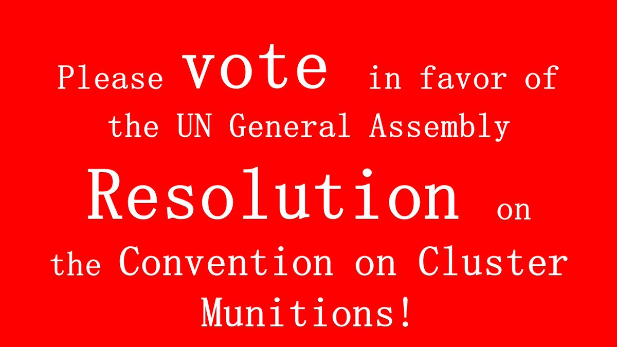 banclusterbombs's tweet photo. All states are urged to support the 2016 Resolution on implementation of the #ClusterConvention
#FirstCommittee #UNGA71 https://t.co/scYMsuIIM8
