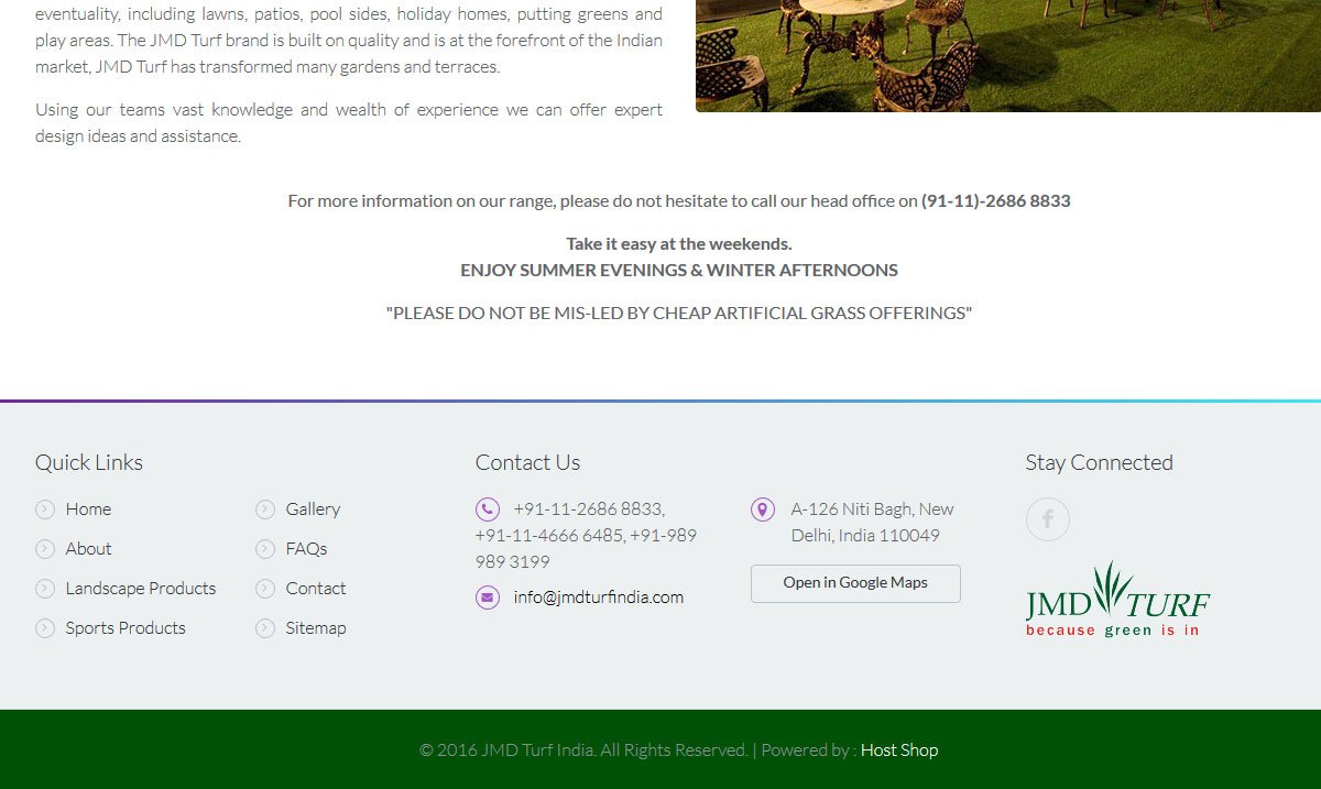HostShopIndia's tweet photo. #HostShop has designed and developed #landscape industry website of JMD Turf India. Visit website:https://t.co/3663f21YLW
#responsivedesign https://t.co/DomSv52i9h