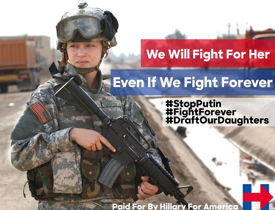 Killary4Prison7's tweet photo. #DraftOurDaughters so they can #FightForHillary! #EnlistForHillary #FightForHillary #DieForHillary! https://t.co/eX1QpTYX9A