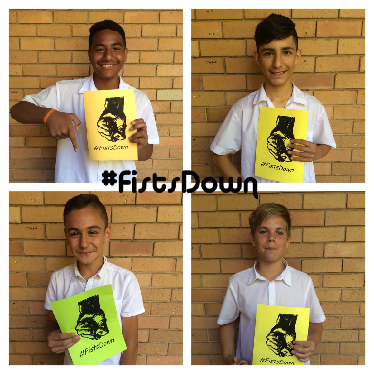 FairvaleHigh's tweet photo. Yr 8 supports #FistsDown: an initiative promoted throughout NSW schools raising awareness about violence NOT being the answer! @learnPSNSW https://t.co/inQ7VjxmcH