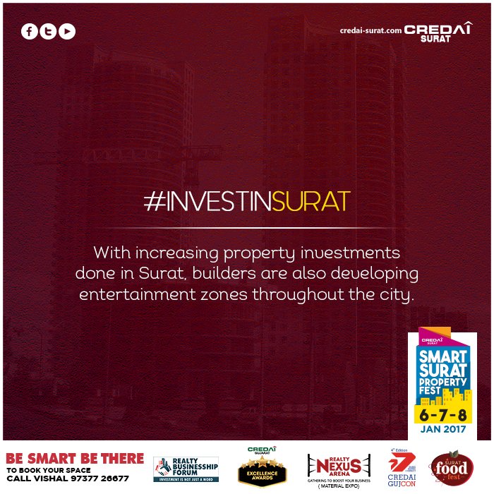 credaisurat's tweet photo. #InvestInSurat
Entertainment is now just a step away. With increasing property investments, builders are developing entertainment zones. https://t.co/zqr5Uns8aq