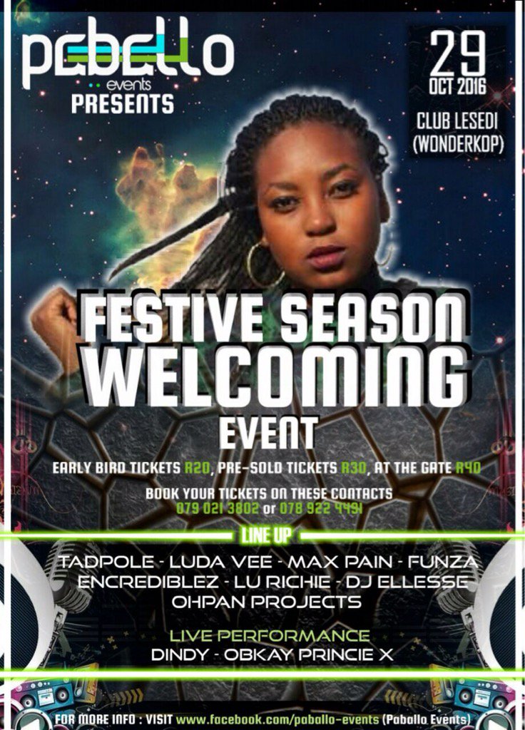 SMPTYLtd's tweet photo. One more sleep, and then...#FSW kicks off wit our headliner @dindy_sa brought by @PaballoMogapi2 🎙💃🏽🎹📣👊🏿😎 https://t.co/ChLKknOKC8