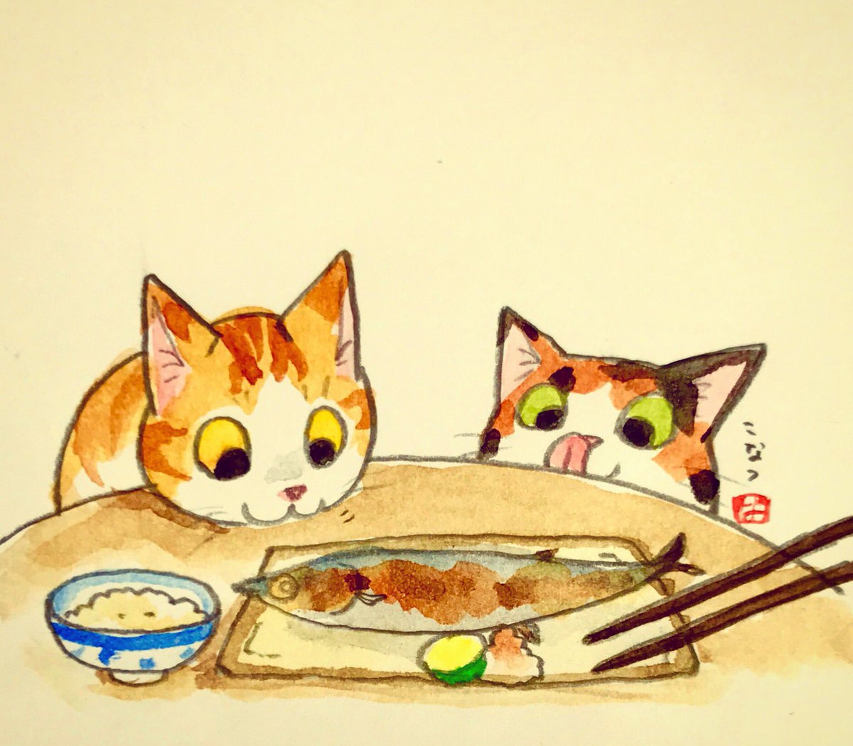 no humans chopsticks bowl food fish cat animal focus  illustration images