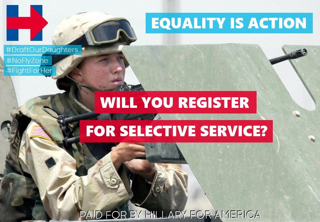 Killary4Prison7's tweet photo. Want to stop sexism? Start with a #WomansWorldWar. #DraftOurDaughters #FightForHillary https://t.co/gjgubEJYxP