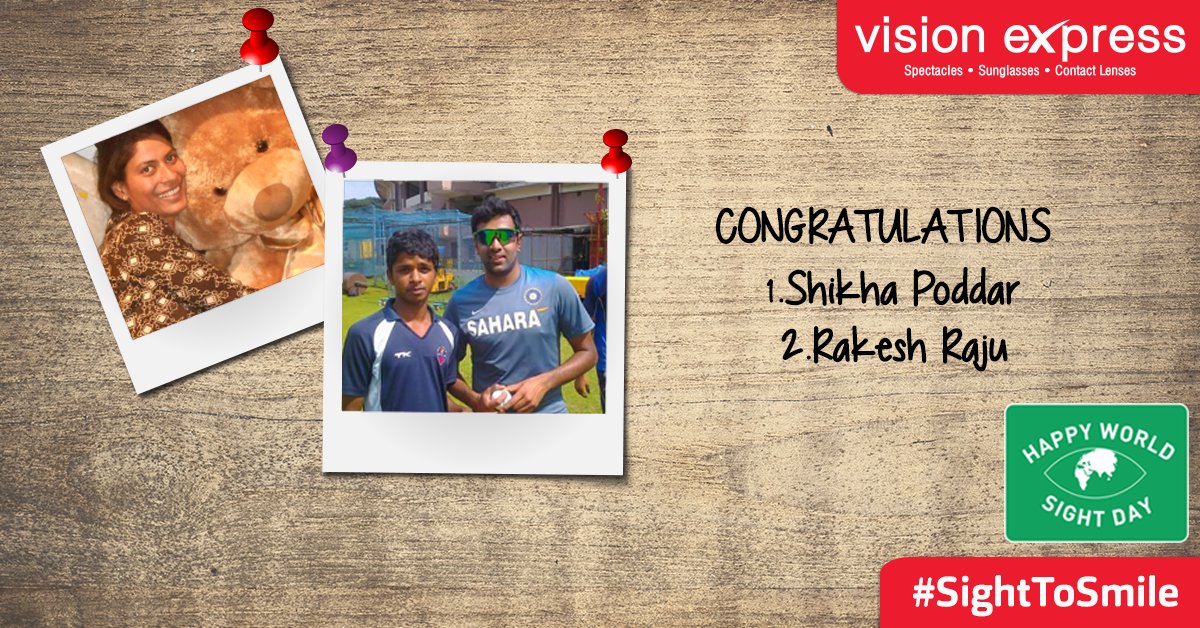 Visionexpressin's tweet photo. Announcing the lucky winners of our World Sight Day contest #SightToSmile Congratulations!! https://t.co/LlIoB97b4h