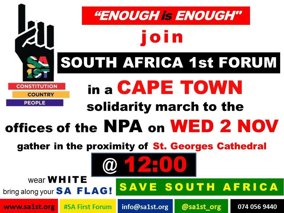 RodgerFerguson's tweet photo. We deserve leaders who put the People, Country & Constitution first! Join @SA1st_org in Cape Town on 2 Nov & #SaveSouthAfrica! #SAFirstForum https://t.co/cW2eDbr5FI