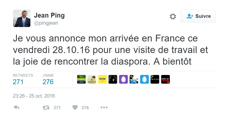 Jean Ping s’en va retrouver ses seuls partisans : les ultra-extrémistes de la diaspora qui croit pouvoir diriger le #Gabon depuis l’étranger