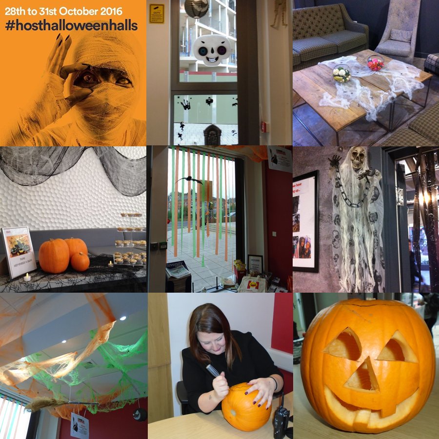hoststudentsuk's tweet photo. #Halloween has arrived at some of our halls! Look out for some spooky events in your hall this weekend. #hosthalloweenhalls #hoststudents https://t.co/jjHwXoljut