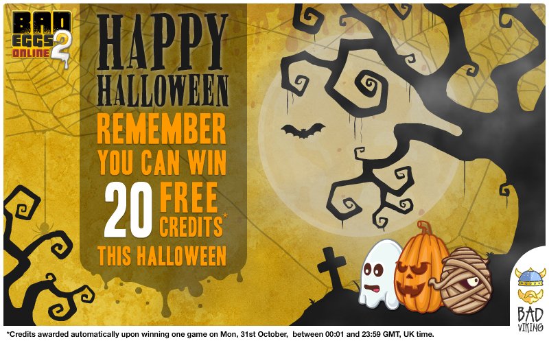 BadVikingGames's tweet photo. It's nearly Halloween. Things are getting spooky. Just remember you can win free credits in #BEO2. Make sure you come and play this Monday! https://t.co/5WPcV7jB0r